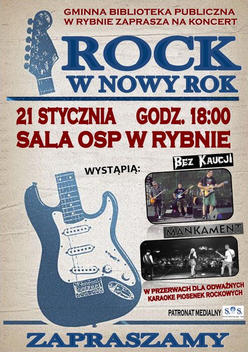 plakat informujący o koncercie "Rock w nowy rok"