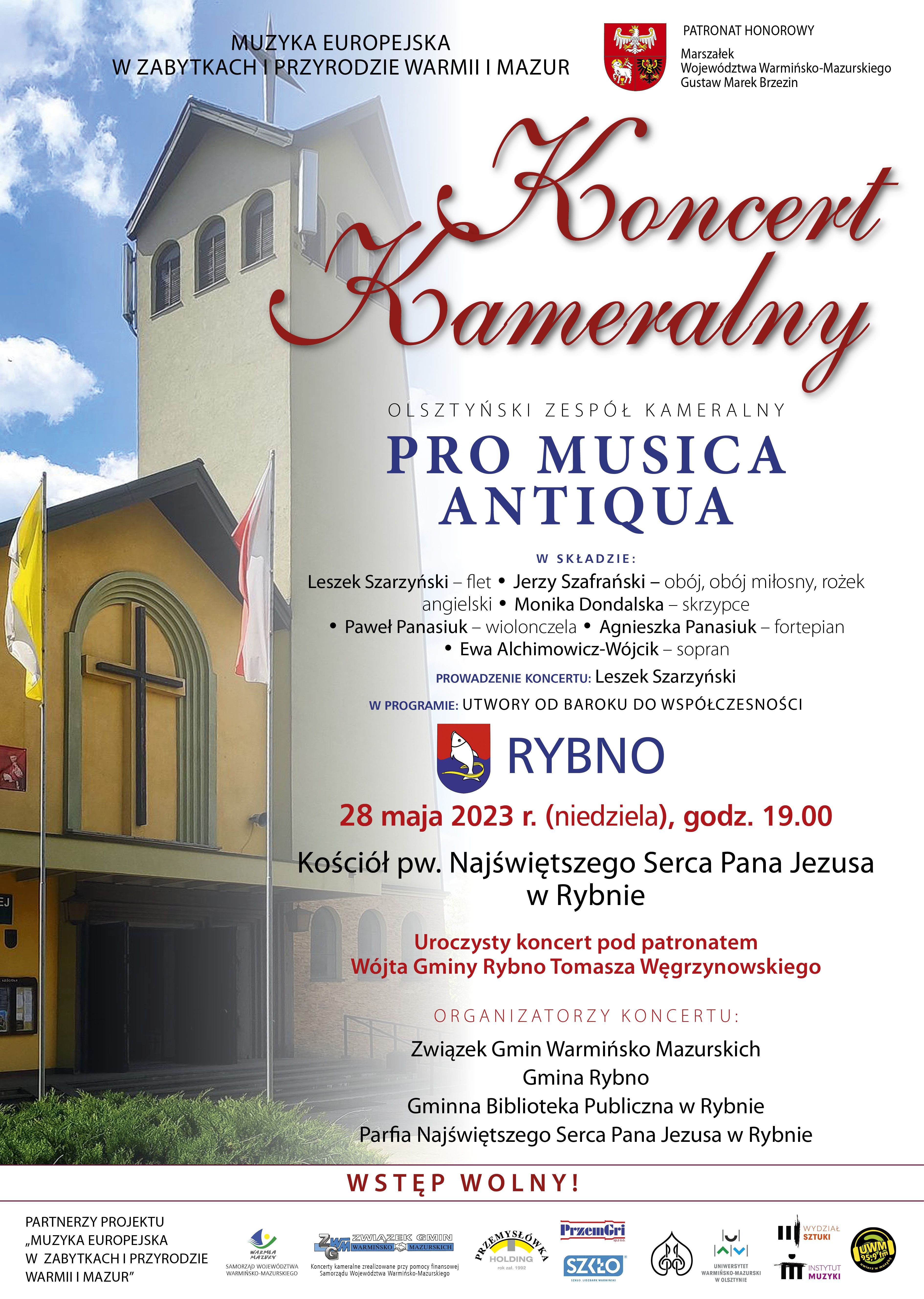 plakat informujący o Koncercie Kameralnym w wykonaniu Olsztyńskiego Zespołu Kameralnego