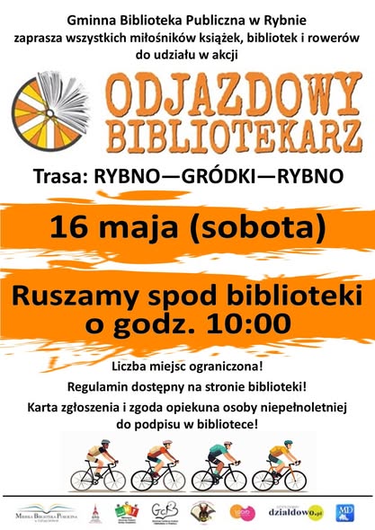 plakat informujący o akcji "Odjazdowy bibliotekarz"
